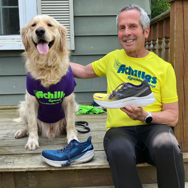 Walking or running shoes in motion
